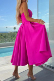 Elegant Solid Color Patchwork Strapless Evening Dresses