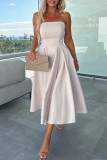 Elegant Solid Color Patchwork Strapless Evening Dresses