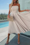 Elegant Solid Color Patchwork Strapless Evening Dresses