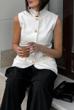 Elegant Solid Color Buttons Mandarin Collar Tops