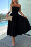 Elegant Solid Color Patchwork Strapless Evening Dresses