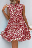 Casual Geometric Print Stringy Selvedge Contrast Stringy Selvedge Collar Sleeveless Dresses