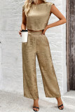 Casual Bronzing Pattern Patchwork Ruched O Neck Short Sleeve Two Pieces
