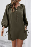Casual Solid Color Draw String Pocket O Neck A Line Dresses