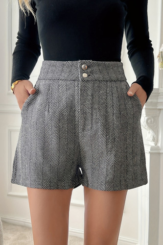 Casual Stripe Pocket Buttons Patchwork Loose High Waist Type A Patchwork Bottoms