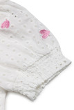 Casual Heart Shaped Embroidered Hollow Out Lace Up Backless Square Neck Tops