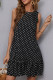 Casual Polka Dot Patchwork Flounce Contrast O Neck A Line Dresses