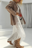 Sexy Solid Color Lace Draw String See-Through O Neck Long Sleeve Two Pieces