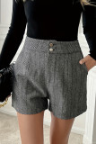 Casual Stripe Pocket Buttons Patchwork Loose High Waist Type A Patchwork Bottoms