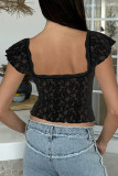 Sexy Solid Color Lace V Neck T-Shirts