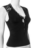 Sexy Solid Color Lace Lace Up V Neck Tops