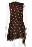 Sexy Polka Dot Stringy Selvedge O Neck Sleeveless Dresses