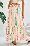 Bohemian Geometric Print Lace Up Flounce Loose High Waist Type A Patchwork Bottoms
