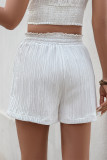 Casual Solid Color Draw String Ruched Loose High Waist Straight Solid Color Bottoms