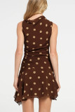 Sexy Polka Dot Stringy Selvedge O Neck Sleeveless Dresses