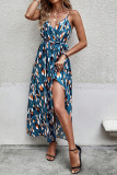 Vacation Colorblock Lace Up Patchwork Contrast V Neck Sling Dresses