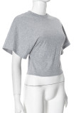 Casual Solid Color Patchwork O Neck T-Shirts