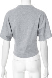 Casual Solid Color Patchwork O Neck T-Shirts