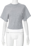 Casual Solid Color Patchwork O Neck T-Shirts