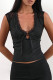 Sexy Solid Color Lace Lace Up V Neck Tops