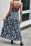 Vacation Colorblock Lace Up Patchwork Contrast V Neck Sling Dresses