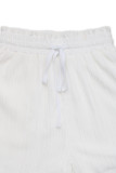 Casual Solid Color Draw String Ruched Loose High Waist Straight Solid Color Bottoms
