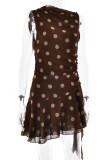Sexy Polka Dot Stringy Selvedge O Neck Sleeveless Dresses