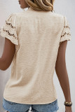 Casual Solid Color Jacquard Hollow Out Buttons Fur Ball V Neck Tops