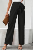 Casual Solid Color Lace Up High Waist Straight Solid Color Bottoms