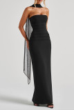 Sexy Solid Color ribbon Strapless Evening Dresses