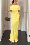 Sexy Solid Color Mesh Off Shoulder Long Dresses