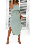 Casual Solid Color Lace Up Slit Irregular Sling Dresses