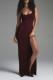 Sexy Solid Color Slit U Neck Sling Dresses