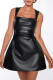 Sexy Patchwork Zipper Square Neck A Line Dresses