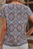 Casual Geometric Print Patchwork O Neck T-Shirts