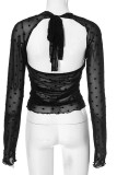 Sexy Solid Color Lace V Neck Tops