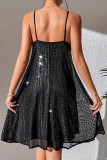 Sexy Solid Color Patchwork V Neck Sling Dresses