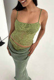 Sexy Solid Color Ruched Square Neck Sleeveless Two Pieces