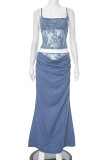 Sexy Solid Color Ruched Square Neck Sleeveless Two Pieces