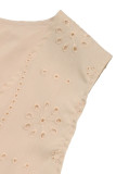 Casual Solid Color Jacquard Hollow Out V Neck Tops