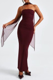 Sexy Solid Color ribbon Strapless Evening Dresses