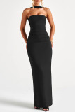 Sexy Solid Color ribbon Strapless Evening Dresses