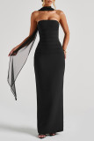Sexy Solid Color ribbon Strapless Evening Dresses