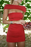 Sexy Solid Color Off Shoulder Wrapped Skirt Dresses