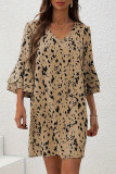 Vacation Geometric Print Flounce V Neck A Line Dresses