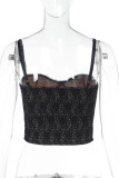Sexy Solid Color Lace Patchwork Tops