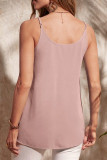 Casual Solid Color Pleated U Neck Tops