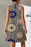 Vacation National Totem Print Contrast Half A Turtleneck Sleeveless Dresses