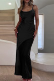 Sexy Solid Color Mesh U Neck Sling Dresses