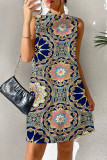 Vacation National Totem Print Contrast Half A Turtleneck Sleeveless Dresses